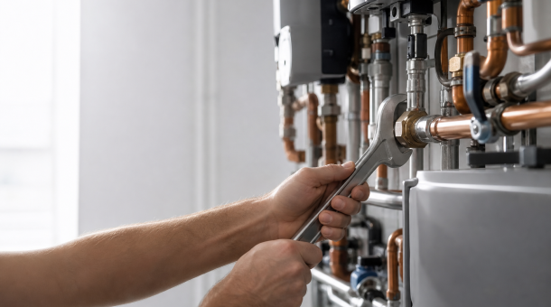 SHK-Installateur bei der Arbeit