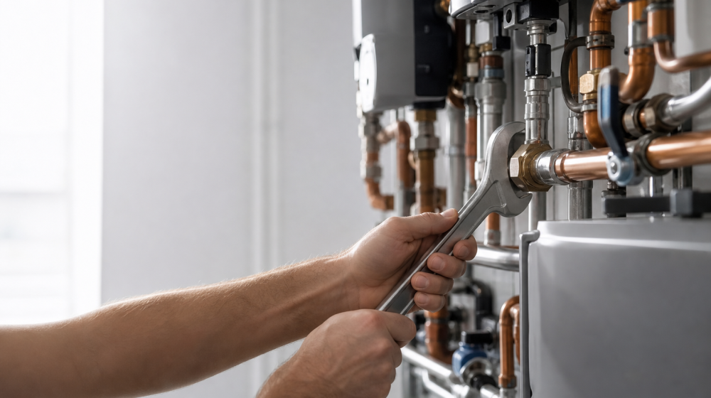 SHK-Installateur bei der Arbeit